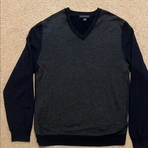 Banana Republic Men's Navy and Charcoal V-Neck Sweater